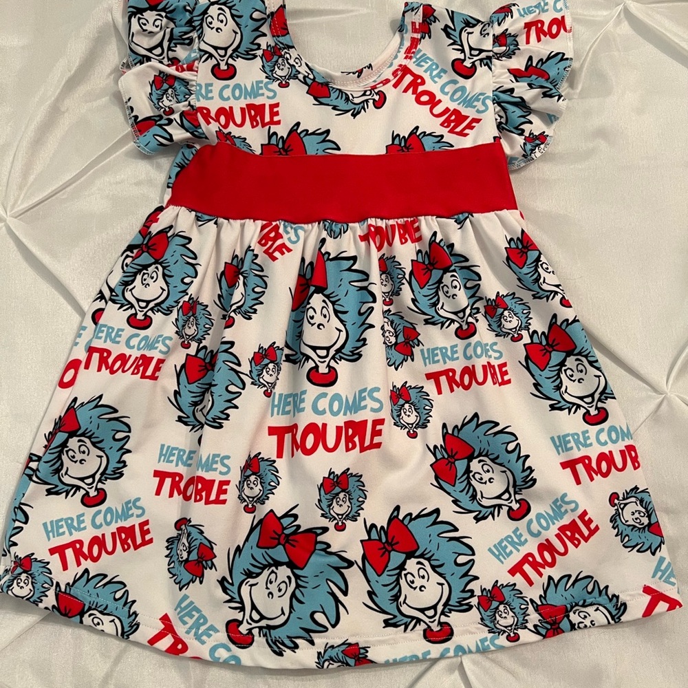 Here Comes Trouble Dr Seuss Kids Dress Size 6-12 mo